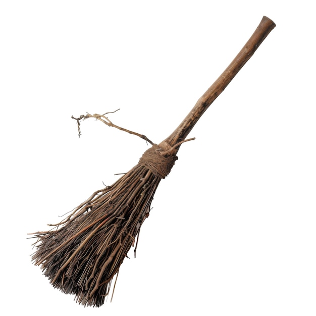 PSD rustic wooden broom with twisted handle