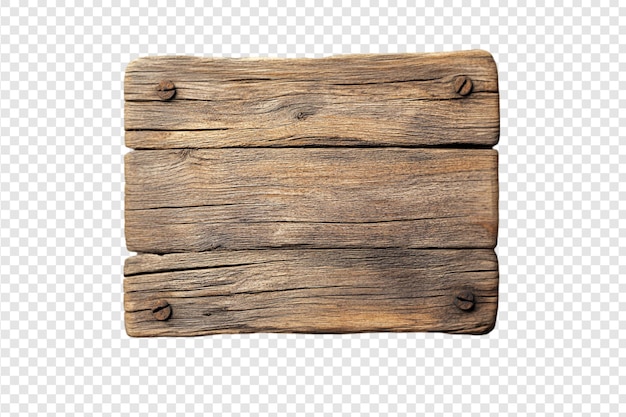 Rustic wooden plank isolated on a transparent background