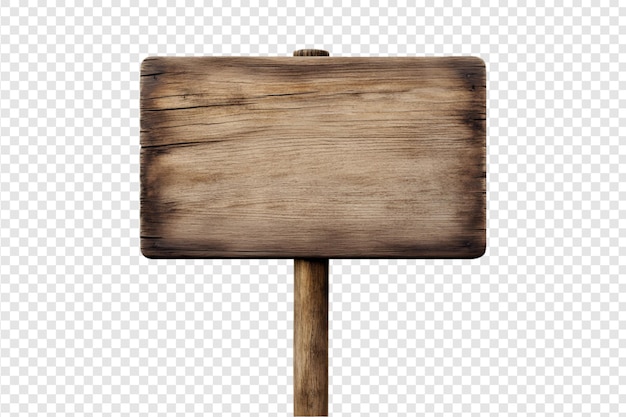 Rustic wooden plank isolated on a transparent background