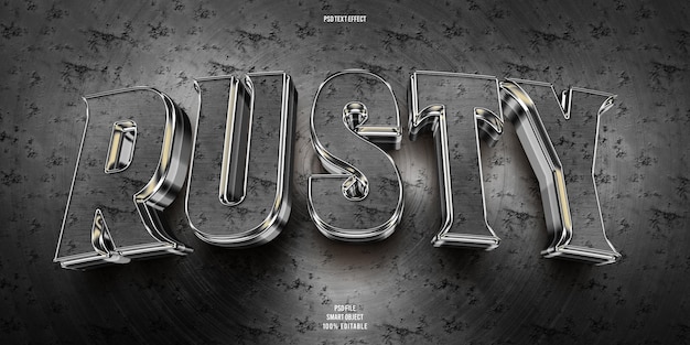 Rusty 3D editable text effect