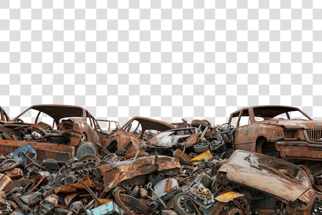 PSD rusty cars in junkyard heap