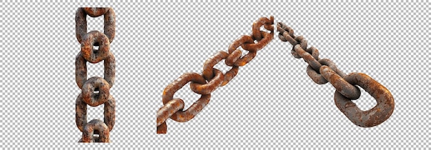 Rusty Chain Links on Transparent Background