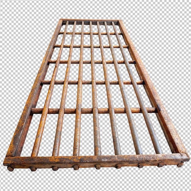 rusty iron grate on transparent background