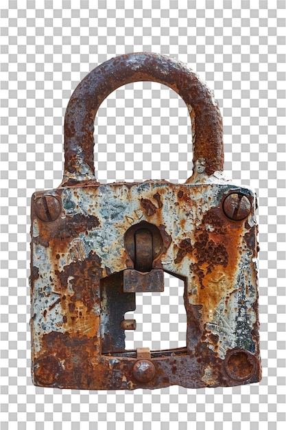 PSD rusty lock on transparent background