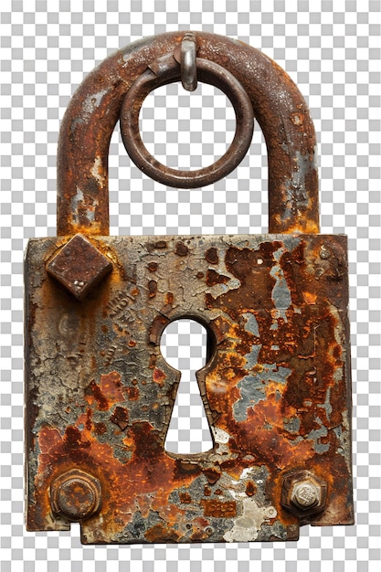 PSD rusty lock on transparent background