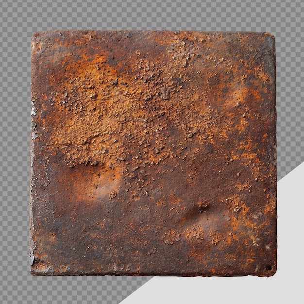 PSD rusty metal plate png isolated on transparent background