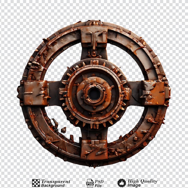 rusty old cog wheel isolated on transparent background