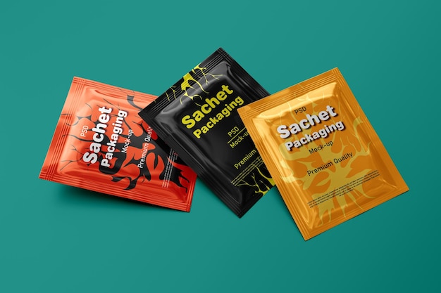 Sachet packaging mockup