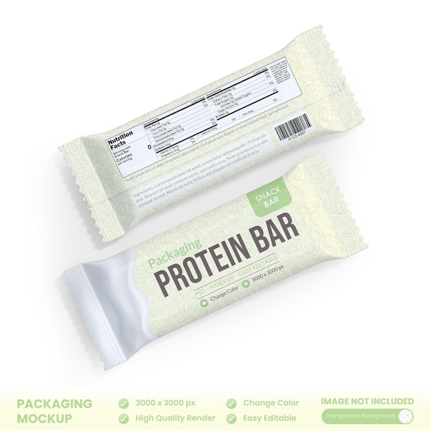 Sachet protein bar packaging mockup