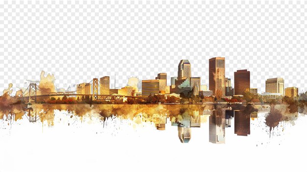 PSD sacramento city skyline isolated on transparent background