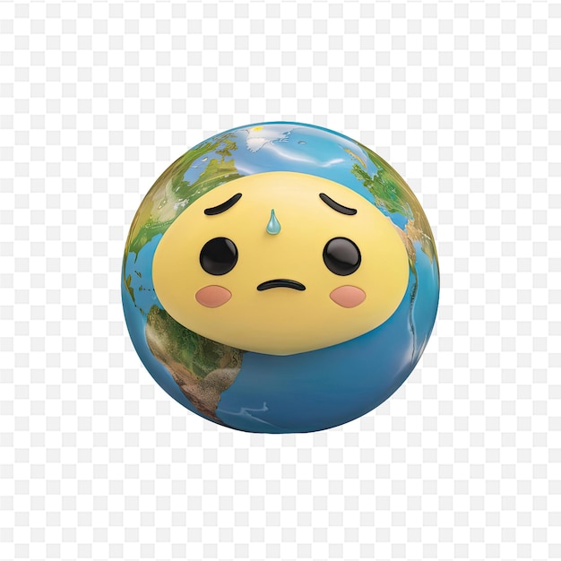 PSD a sad face is on a globe with the world on it