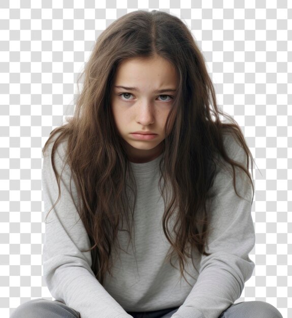 PSD a sad teenage girl portrait worried photo