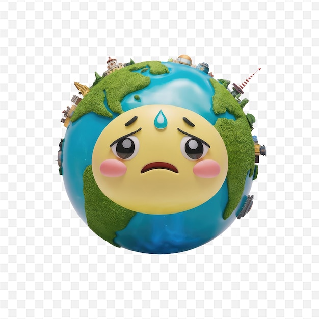 a sad world globe with a sad face on it