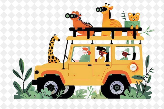 Safari Adventure With Characters Having a Jeep Tour Design I People Life Style Flat Illustration