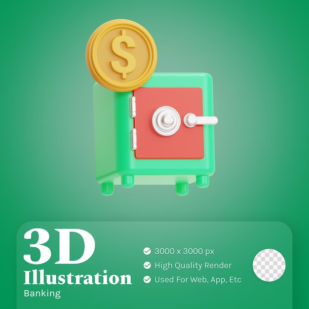 PSD safe box illustration 3d