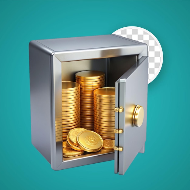 safe with coins and banknotes