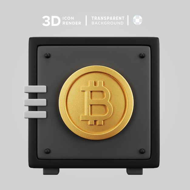 safebox bitcoin 3D illustration rendering 3D icon colored isolated