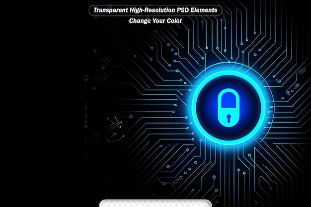 PSD safety concept closed padlock on digital background