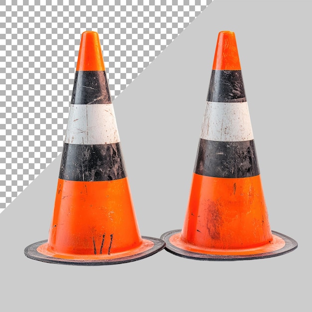 PSD safety cones on transparent background