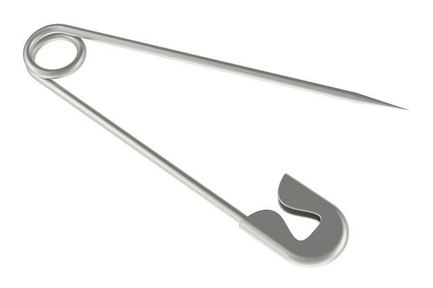 Safety Pin opened 3D rendering isolated on transparent background