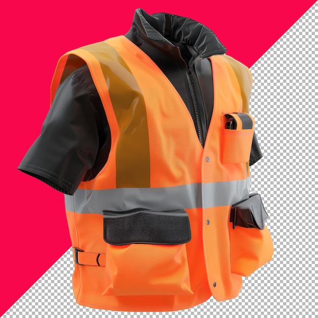 PSD safety vest 3d isolated render white background transparent background png psd