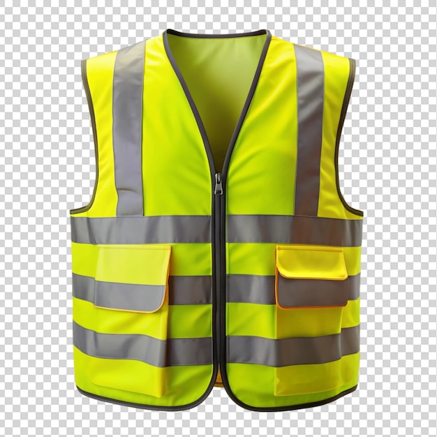 PSD safety vest jacket front view isolated on transparent background