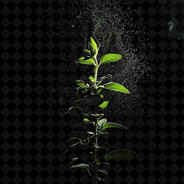 Sage Dust Herb Effect With Herbs and Sage Color Glowing Dust Magic Neon Color on Dark Background