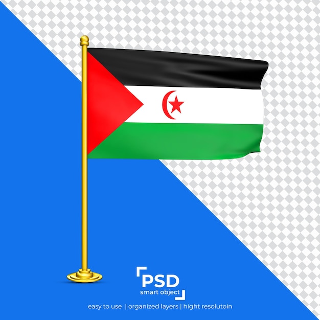 Sahrawi Arab Democratic Republic waving flag set isolated on transparent background