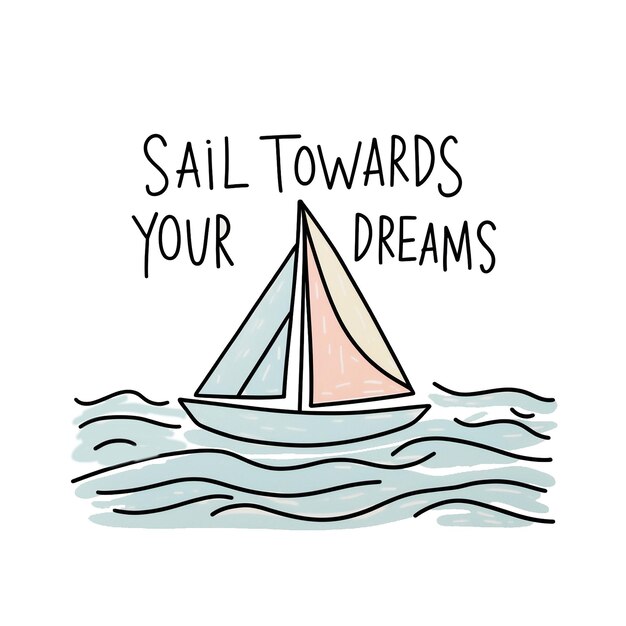 PSD a sailboat is sailing across the water with a quote that says sail your dreams