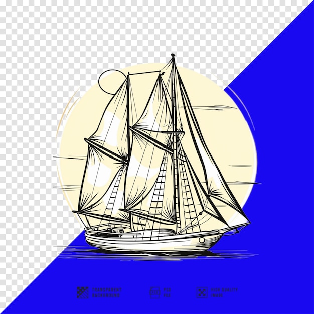 PSD sailing ship line art vector design