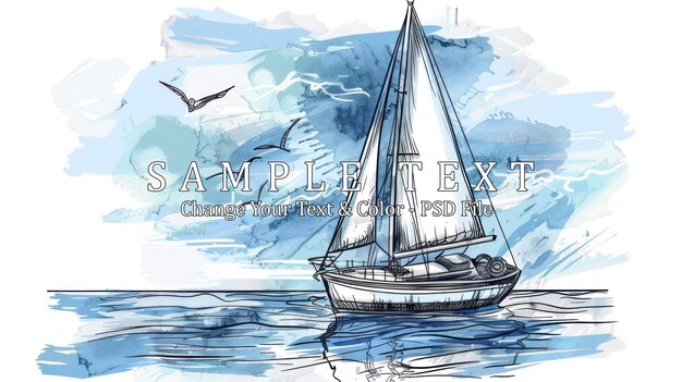 PSD sailing watercolor sketch