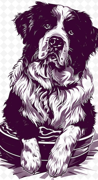 Saint Bernard Dog With a Rescue Barrel Looking Heroic and Co Animals Sketch Art Vector Collections