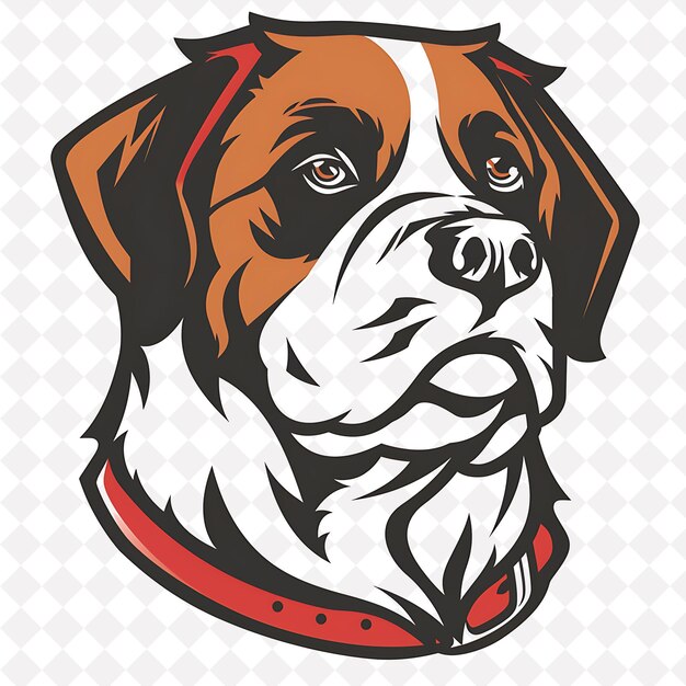 Saint Bernard Icon Imposing Dog Face With a Barrel Collar an Illustration Animal Vector Art Design