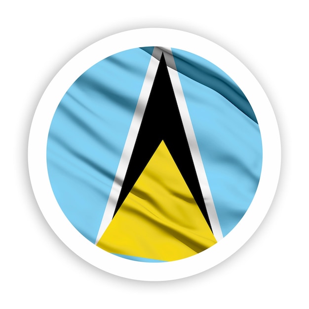 PSD saint lucia waving flag with white rounded circle frame