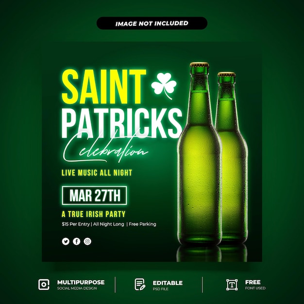 Saint Patrick Party Promotion Social Media Template