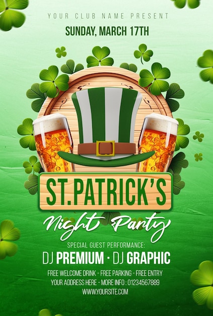 Saint Patricks Night Party Premium Photoshop Template