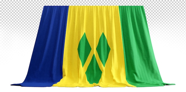 Saint Vincent and the Grenadines Flag Curtain in 3D Rendering called Flag of Saint Vincent and the Grenadines