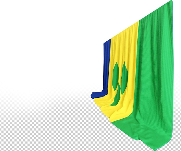 Saint Vincent and the Grenadines Flag Curtain in 3D Rendering called Flag of Saint Vincent and the Grenadines