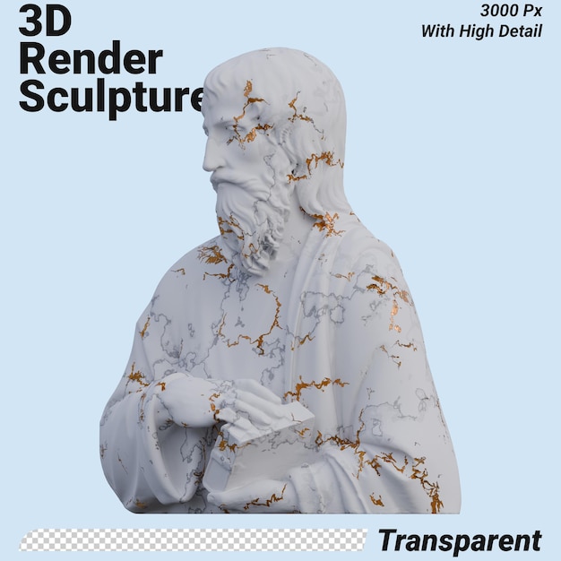 PSD a saint with a bookstatue 3d renders isolated perfect for your design