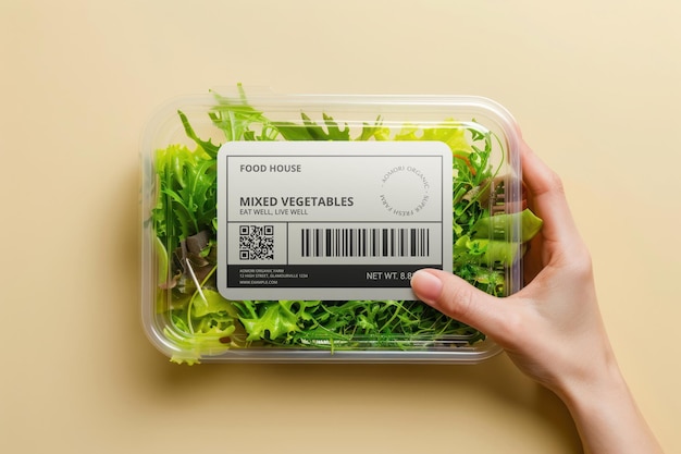 salad packaging label sticker mockup psd