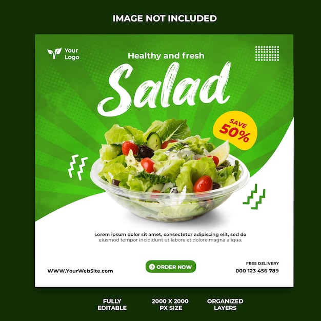 Salad social media Instagram post banner template