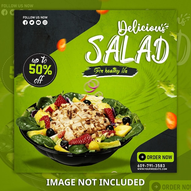 Salad Social Media Promotion And Banner Post Design Template