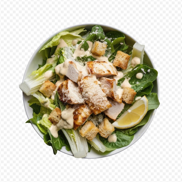 a salad with chicken lettuce and lettuce