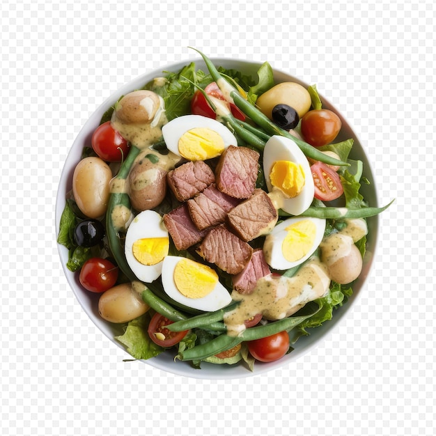 PSD a salad with eggs meat and vegetables