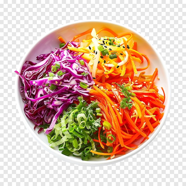 PSD salad with korean carrot red cabbage radish and fresh vegetables on a transparent background