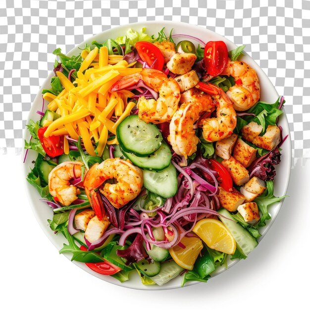 PSD a salad with shrimp cucumber and peppers