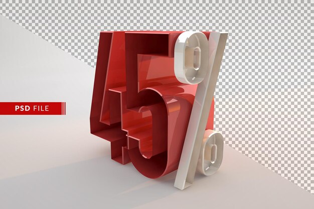 PSD sale 45 percent off promotional 3d isolated concept