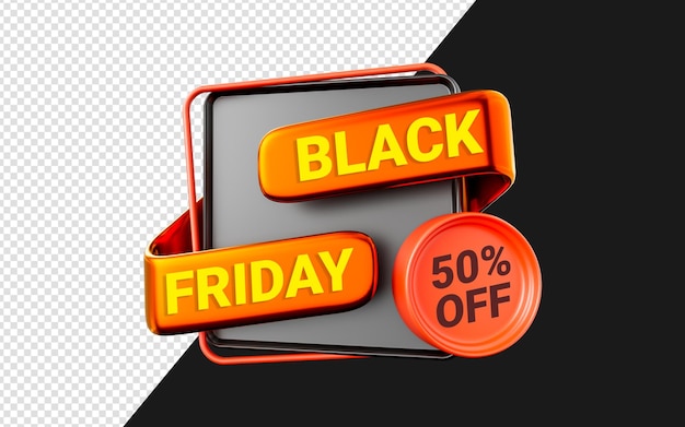 sale badge sticker template on dark background 3d render concept for black Friday offer