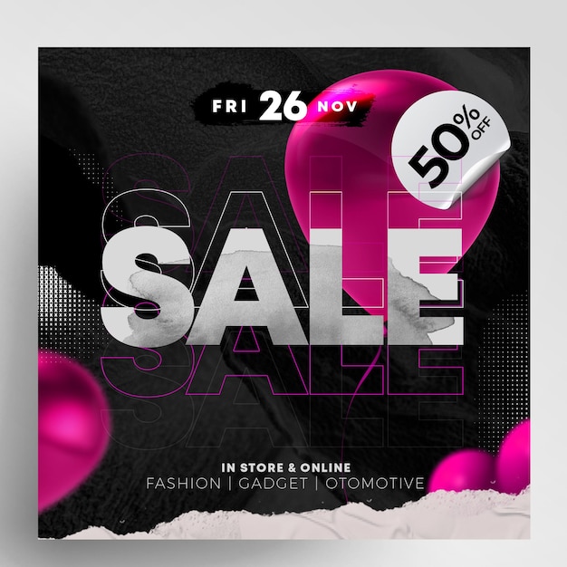 PSD sale black friday instagram banner flyer