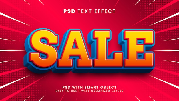 Sale discount promotion 3d editable text effect with offer and business text style